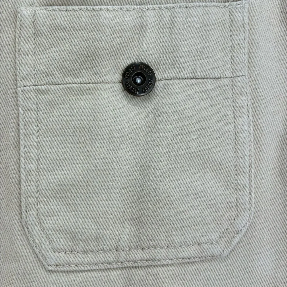 Miu Miu Denim Logo Embroidered Mini Skirt
